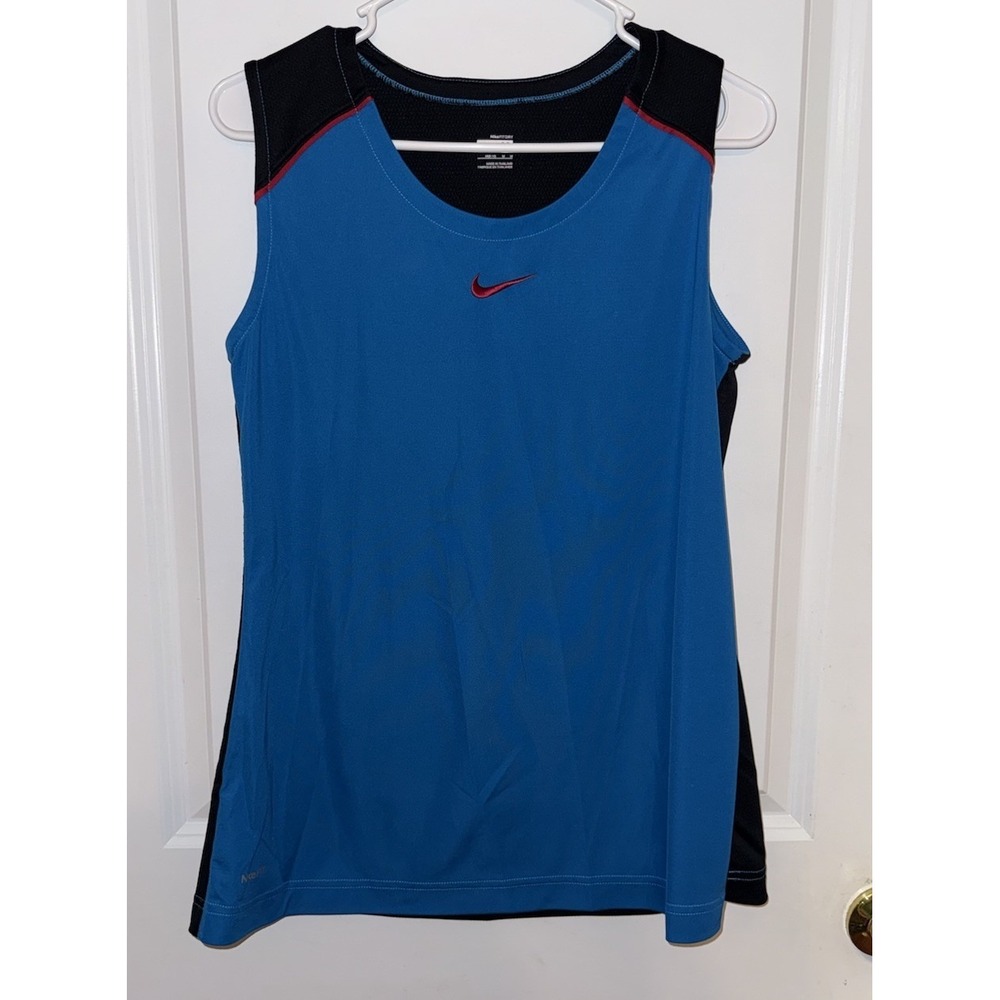 Nike Sleeveless Gym Shirt Men Size Medium Blue Gym Workout  Dri Fit‎
